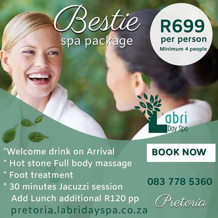 Bestie group spa special- L'abri day spa Pretoria