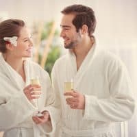 Couple in gowns L'abri day spa