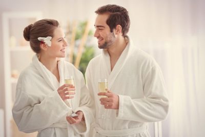 Couple in gowns L'abri day spa